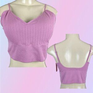 Yummie XXL Mauve Ribbed Seamless Wide Band Removable Pads Longline Bralette